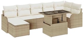 vidaXL Σετ Καναπέ Κήπου με μαξιλάρι 8 pcs Μπεζ Πολυ ράταν