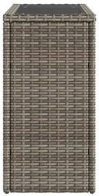 vidaXL Τραπέζι Κήπου με Γυάλινη Επιφ. Γκρι 58x27,5x55 εκ. Συνθ. Ρατάν