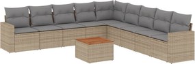 vidaXL Garden Sofa Set 9-θέσια Μίξη μπεζ και ανοιχτό γκρι