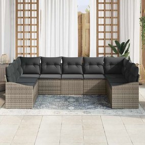 vidaXL Σετ Καναπέ με μαξιλάρι 9 pcs Γκρι συνθετικό ρατάν