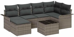 vidaXL Σετ Καναπέ Κήπου με μαξιλάρι 7 pcs Γκρι συνθετικό ρατάν
