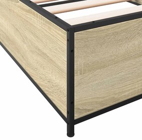 vidaXL Πλαίσιο Κρεβατιού Sonoma Δρυς 75 x 190 εκ. Επεξ. Ξύλο &amp; Μέταλλο
