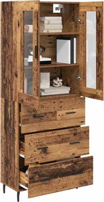 vidaXL Highboard με συρτάρι 2 pcs Παλιό Ξύλο Επεξεργασμένο ξύλο