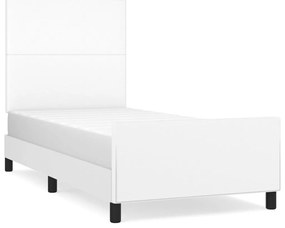 vidaXL Πλαίσιο Κρεβατιού με Κεφαλάρι Λευκό90x190εκ. από ΣυνθετικόΔέρμα
