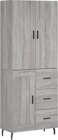 vidaXL Ντουλάπι Γκρι Sonoma 69,5 x 34 x 180 εκ. Επεξεργασμένο Ξύλο