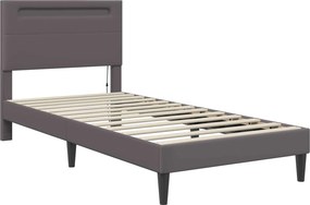 vidaXL Σκελετός κρεβατιού με στρώμα Γκρι 90 x 190 cm Τεχνητό Δέρμα