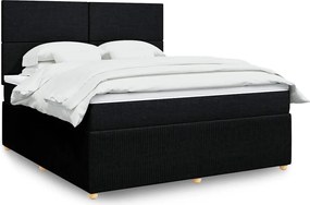 vidaXL Κρεβάτι Boxspring με Στρώμα Μαύρο 180x200 εκ. Υφασμάτινο