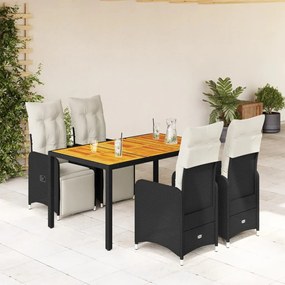 vidaXL Σετ Επίπλων Bistro Κήπου 5 τεμ Μαύρο Συνθετ. Ρατάν με Μαξιλάρια