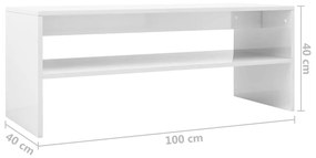 Τραπεζάκι Σαλονιού Γυαλιστερό Λευκό 100x40x40 εκ. Επεξ. Ξύλο - Λευκό