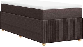 vidaXL Κρεβάτι Boxspring με Στρώμα Σκούρο Καφέ 90x200 εκ. Υφασμάτινο