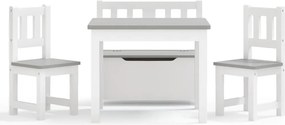 vidaXL Παιδικό Σετ Τραπέζι με Καρέκλες 4 τεμ. Λευκό και Γκρι MDF