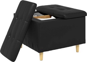 vidaXL Οθωμανικό αποθήκευσης Μαύρο 60 x 60 x 45 cm Τεχνητό δέρμα