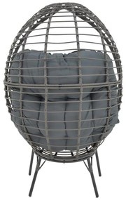 Καρέκλα - Πολυθρόνα Nestie wicker rattan γκρι-μεταλλικό γκρι πόδι-γκρι μαξιλάρι 102x80x155 εκ. 102x80x156 εκ.