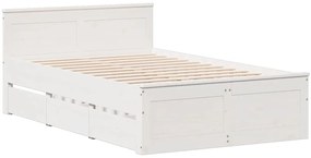 Κρεβάτι Βιβλιοθήκη Χωρίς Στρώμα Λευκό 135x190 εκ Μασίφ Πεύκο - Λευκό