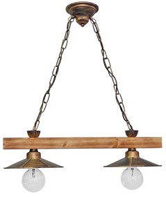Φωτιστικό Οροφής R-150RAGA 2/L Chain 30-0037 Bronze Metal,Wood