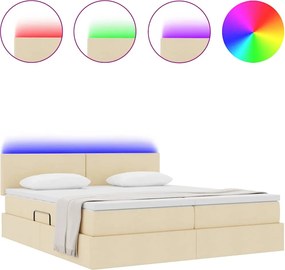 vidaXL LED Κρεβάτι αποθήκευσης με στρώμα Κρέμ 180 x 200 cm Ύφασμα