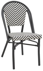 Chair Uarmin stack black aluminum-black and white  textilene 46x57x85cm 46x57x85 εκ.