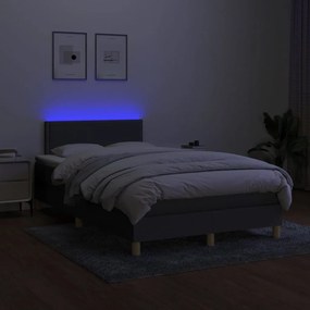 Κρεβάτι Boxspring με Στρώμα &amp; LED Σκ.Γκρι 120x200 εκ Υφασμάτινο - Γκρι