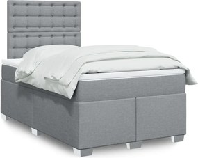 vidaXL Κρεβάτι Boxspring με Στρώμα Ανοιχτό Γκρι 120x200 εκ. Υφασμάτινο