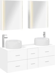 vidaXL Σετ Επίπλων Μπάνιου 5 pcs Λευκό Επεξεργασμένο Ξύλο και Γυαλί