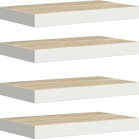 vidaXL Ράφια Τοίχου 4 τεμ. Δρυς/Άσπρο 40x23,5x3,8 εκ. MDF