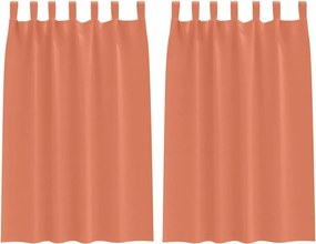 vidaXL Κουρτίνες Μαύρης Ύφανσης με Δαχτυλίδια 2 pcs Τερακότα