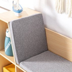 Παιδικό ράφι 2 σε 1 + πάγκος με μαξιλάρια 103 cm × 30 cm × 62 cm λευκό + γκρι