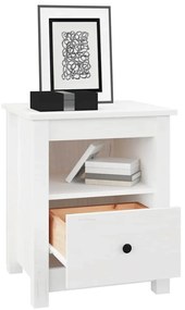 vidaXL Κομοδίνο Λευκό 40 x 35 x 49 εκ. από Μασίφ Ξύλο Πεύκου