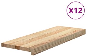 vidaXL Πατάκια Σκάλας 12 τεμ. από Ακατέργαστο Μασίφ Ξύλο Δρυός