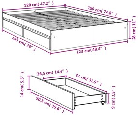 ΠΛΑΙΣΙΟ ΚΡΕΒΑΤΙΟΥ ΜΕ ΣΥΡΤΑΡΙΑ ΓΚΡΙ SONOMA 120X190ΕΚ. ΕΠΕΞ. ΞΥΛΟ 3280704