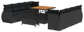 vidaXL Σετ Καναπέ Κήπου 11 pcs Μαύρο συνθετικό ρατάν