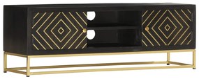 vidaXL Έπιπλο Τηλεόρασης Μαύρο/Χρυσό 120 x 30 x 40 εκ. από Μασίφ Ξύλο Μάνγκο