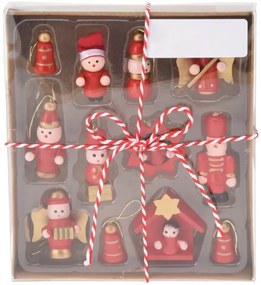 Σετ Ξύλινα Διακοσμητικά Στολίδια - 12 τεμάχια