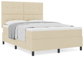 vidaXL Κρεβάτι με ελατήρια και στρώμα κρεμ 140x200 εκ. Ύφασμα
