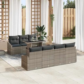vidaXL Σετ Καναπέ Κήπου με αποθήκευση 8 pcs Γκρι Πολυ ράταν