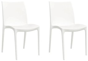 Καρέκλες Κήπου 2 τεμ. Λευκές 50x46x80 εκ. από Πολυπροπυλένιο - Λευκό