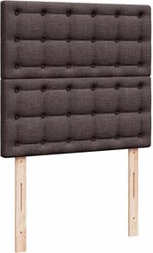 vidaXL Κρεβάτι Boxspring με Στρώμα Σκούρο Καφέ 90x190 εκ. Υφασμάτινο