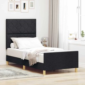 vidaXL Κρεβάτι Μαύρο 100x200 εκ. Ύφασμα