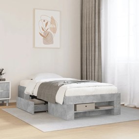 vidaXL Πλαίσιο Κρεβατιού Γκρι Σκυροδέματος 75 x 190 εκ. Επεξεργ. Ξύλο