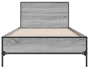 vidaXL Πλαίσιο Κρεβατιού Γκρι Sonoma 90 x 190 εκ. Επεξ. Ξύλο &amp; Μέταλλο