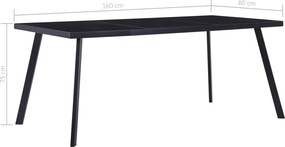 vidaXL Τραπεζαρία Μαύρη 160 x 80 x 75 εκ. από Ψημένο Γυαλί