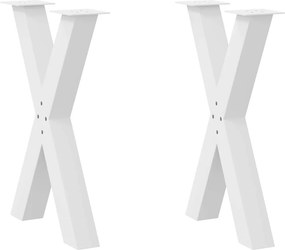 vidaXL Πόδια Τραπεζαρίας σε Σχήμα Χ, 2 τεμ. Λευκά 60x(72-73) εκ. Ατσάλι