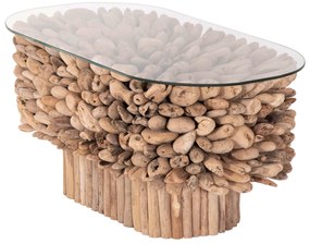ΤΡΑΠΕΖΙ ΣΑΛΟΝΙΟΥ ΟΒΑΛ SPARROW HM9962 DRIFTWOOD--ΓΥΑΛΙ 106x55,5x50,5Υεκ. - 0513752 - HM9962