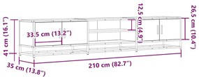 Έπιπλο Τηλεόρασης Μαύρο 210x35x41 εκ. Επεξεργασμένο Ξύλο - Μαύρο