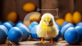 Intra Συλλεκτικό Ξύλινο Παζλ Plywood 4mm - Κίτρινο νεοσσό με μπλε αυγά Σε Ξύλινο Κουτί - Διαστάσεις: 10x10 cm – 25 κομμάτια