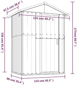 Αποθήκη Κήπου Πράσινη 126x97,5x177 εκ. Γαλβανισμένο Ατσάλι - Πράσινο