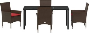 vidaXL Σετ τραπεζιού και καρέκλας 5 pcs Καφέ Ράτα PE