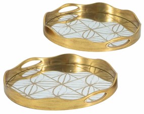 Artekko Tray Διακοσμητικός Δίσκος με Καθρέπτη Πλαστικό Γυαλί Χρυσό (45x45x4.4)cm Σετ/2 Artekko 86755