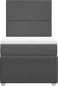vidaXL Κρεβάτι Boxspring με Στρώμα Σκούρο Γκρι 80x200 εκ. Υφασμάτινο
