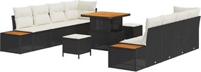 vidaXL Σετ Καναπέ Κήπου με μαξιλάρι 11 pcs Μαύρο Πολυ ράταν